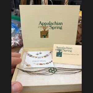 Vintage Holly Yashi Multi-Strand Wire Bracelet Green Accents Appalachian Spring